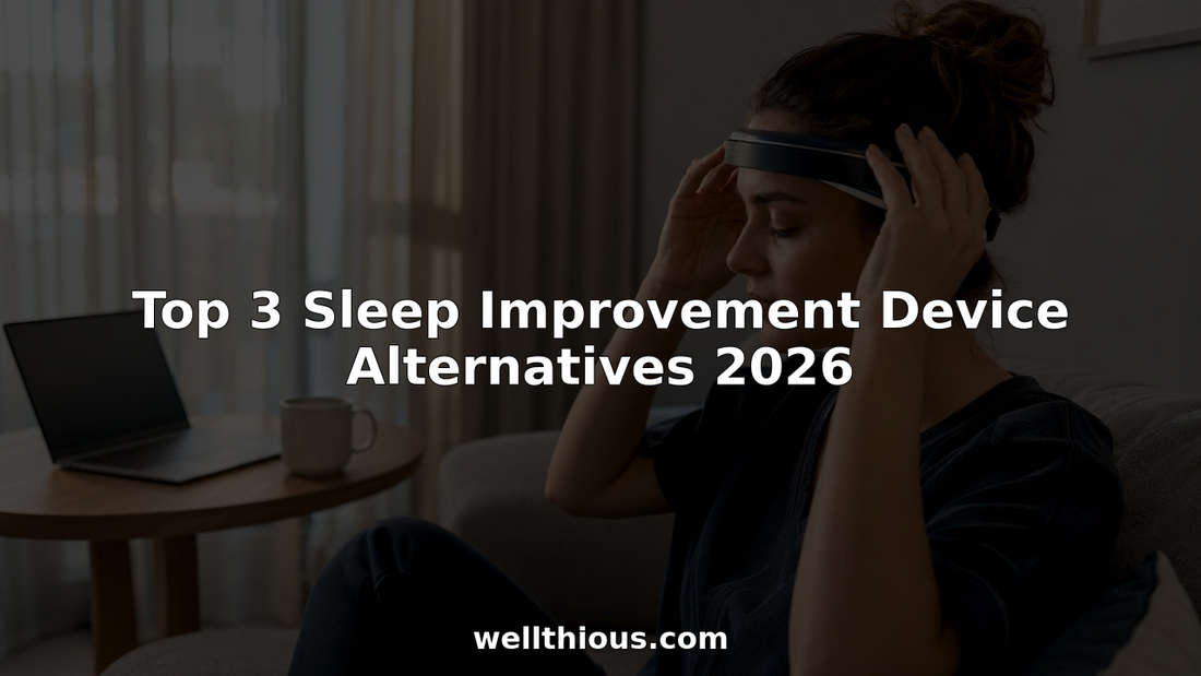 Woman wearing EEG sleep headband preparing for sleep