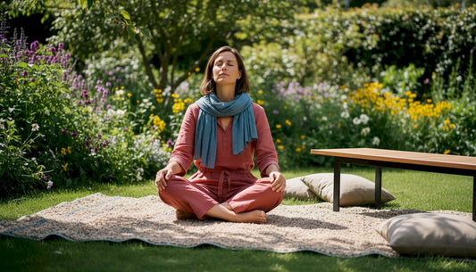Woman practicing relaxation meditation indoors