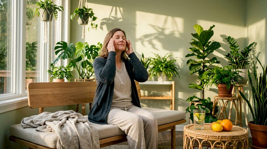 Woman massaging temples for headache relief